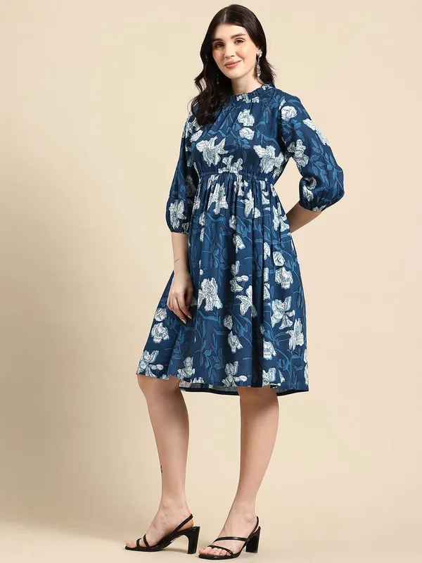 Blue_Viscose_Rayon_Fit_&_Flare_Floral_Printed_Dress_For_Women