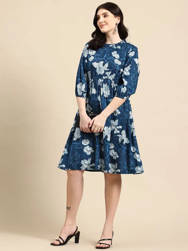 Blue_Viscose_Rayon_Fit_&_Flare_Floral_Printed_Dress_For_Women