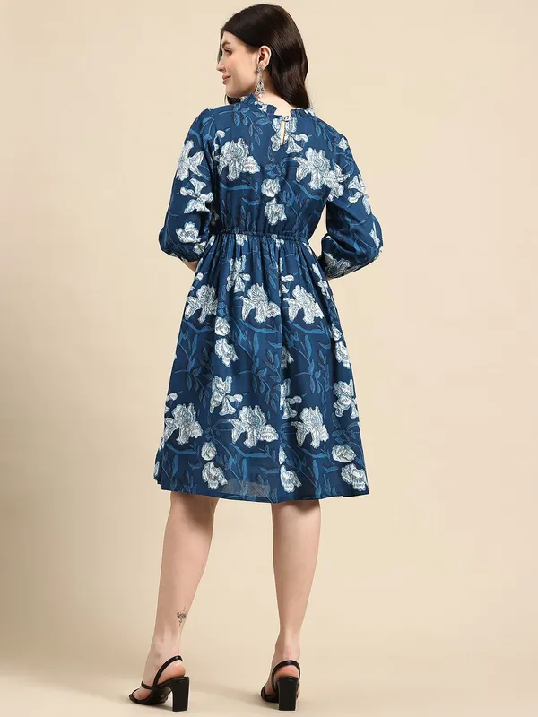 Blue_Viscose_Rayon_Fit_&_Flare_Floral_Printed_Dress_For_Women