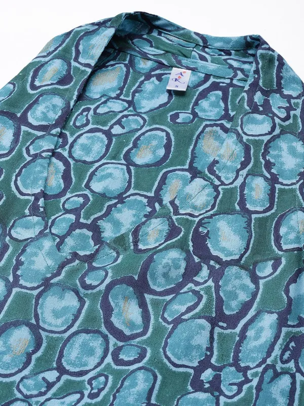 Green_Viscose_Rayon_A-Line_Abstract_Printed_Midi_Dress_For_Women