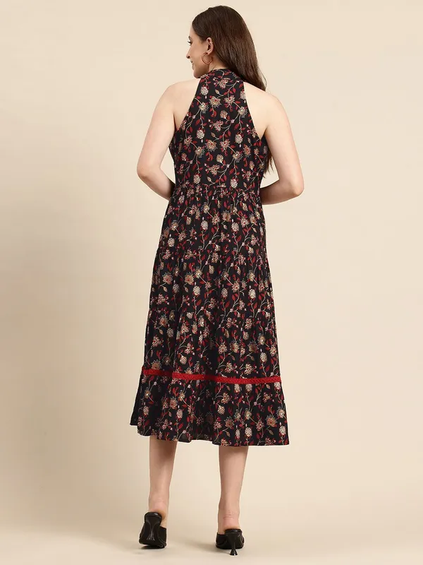 Black_Viscose_Rayon_Halter_Neck_Tiered_A-Line_Floral_Printed_Dress_For_Women