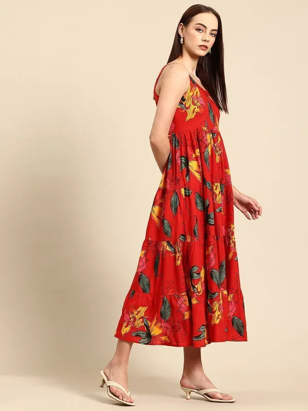 Red_Viscose_Rayon_Layered_Fit_&_Flare_Floral_Print_Dress_For_Women