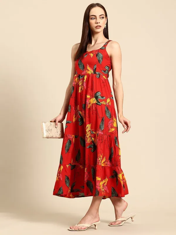 Red_Viscose_Rayon_Layered_Fit_&_Flare_Floral_Print_Dress_For_Women
