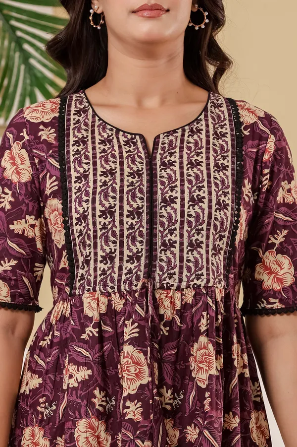 Purple_Pure_Cotton_Floral_Printed_Fit_And_Flare_Ethnic_Dress_For_Women