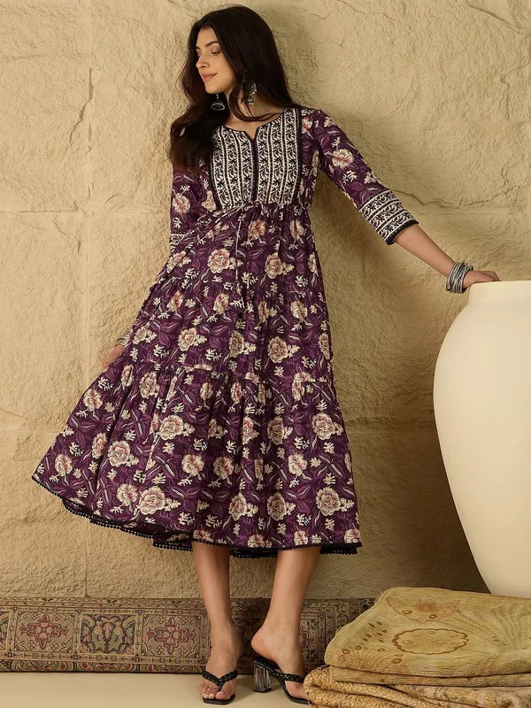 Purple_Pure_Cotton_Fit_&_Flare_Floral_Printed_Ethnic_Dress_For_Women