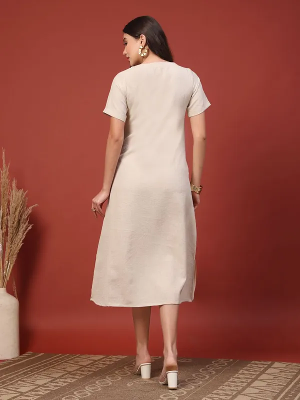 Beige_Viscose_Rayon_A-Line_Embroidered_Pocket_Midi_Dress_For_Women