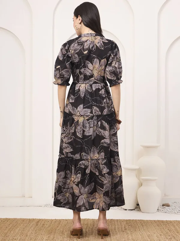 Black_Pure_Cotton_Fit_&_Flare_Floral_Ethnic_Dress_For_Women