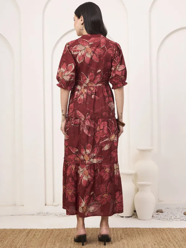 Red_Pure_Cotton_Fit_&_Flare_Floral_Ethnic_Dress_For_Women