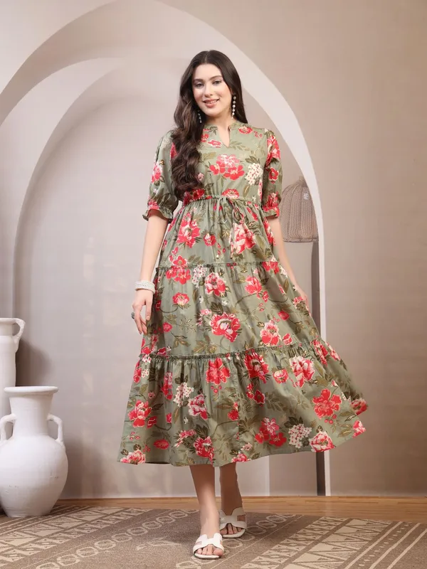 Green_Pure_Cotton_Fit_&_Flare_Floral_Ethnic_Dress_For_Women