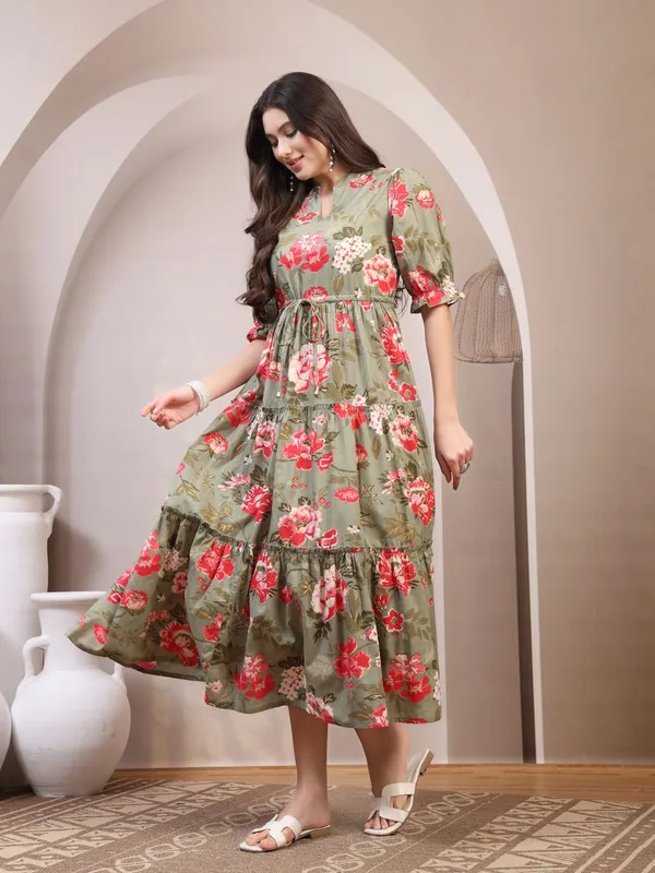 Green_Pure_Cotton_Fit_&_Flare_Floral_Ethnic_Dress_For_Women