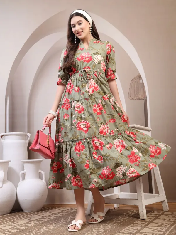 Green_Pure_Cotton_Fit_&_Flare_Floral_Ethnic_Dress_For_Women