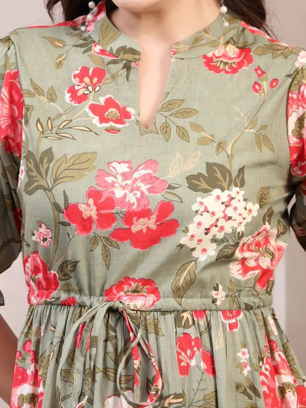 Green_Pure_Cotton_Fit_&_Flare_Floral_Ethnic_Dress_For_Women