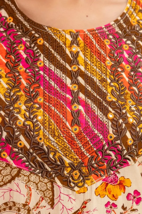 Orange_Pure_Cotton_Embroidered_Floral_Printed_Kurta_Set_For_Women