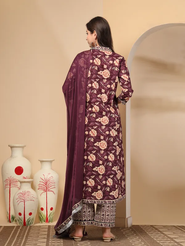 Purple_Pure_Cotton_Regular_Floral_Printed_Sequinned_Kurta_Set_For_Women