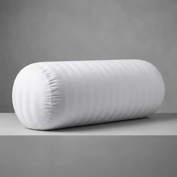 White_Striped_Bolster_Pillow_9x24_Inch_Soft_Polyester_Cylindrical_Cushion_Neck_Back_Leg_Support_Single_Piece