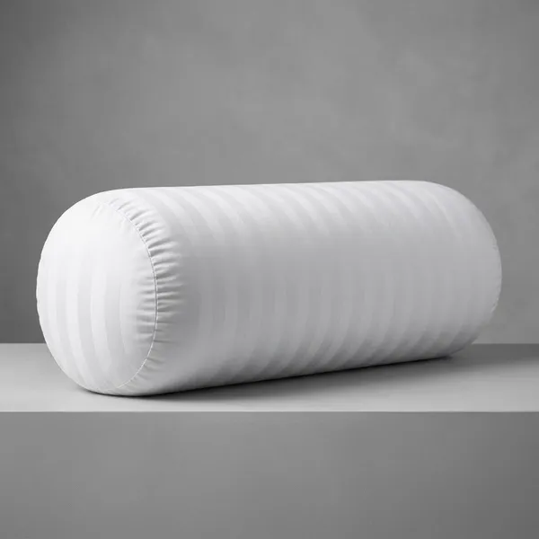 White_Striped_Bolster_Pillow_9x24_Inch_Soft_Polyester_Cylindrical_Cushion_Neck_Back_Leg_Support_Single_Piece
