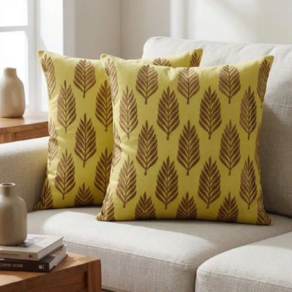 Cotton_Embroidered_Cushion_Cover_Leaf_Pattern_Decorative_Throw_Pillow_For_Sofa_Bed_Living_Room_16_X_16_Inch