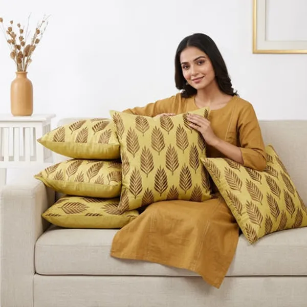 Cotton_Embroidered_Cushion_Cover_Leaf_Pattern_Decorative_Throw_Pillow_For_Sofa_Bed_Living_Room_16_X_16_Inch