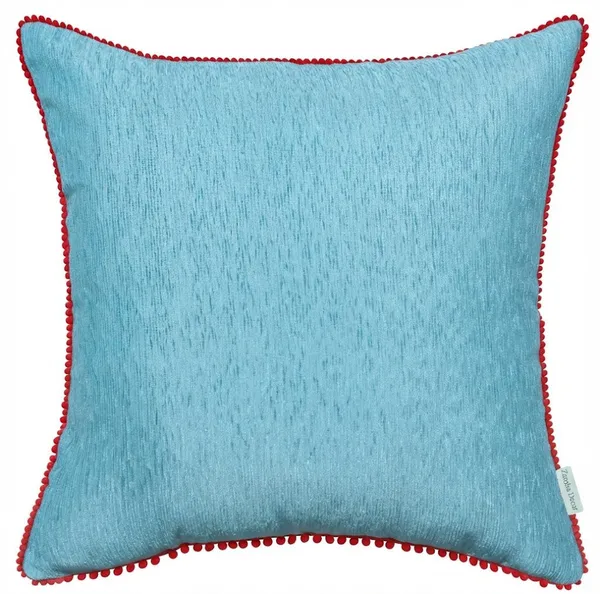 Velvet_Cushion_Cover_With_Red_Pom_Pom_Trim_Soft_Polyester_Decorative_Pillow_Cover