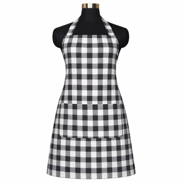 Premium_Cotton_Checkered_Kitchen_Apron_With_Pockets_Black