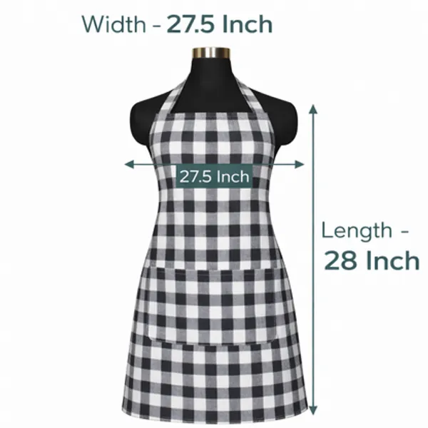Premium_Cotton_Checkered_Kitchen_Apron_With_Pockets_Black