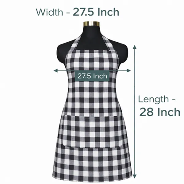 Premium_Cotton_Checkered_Kitchen_Apron_With_Pockets_Black