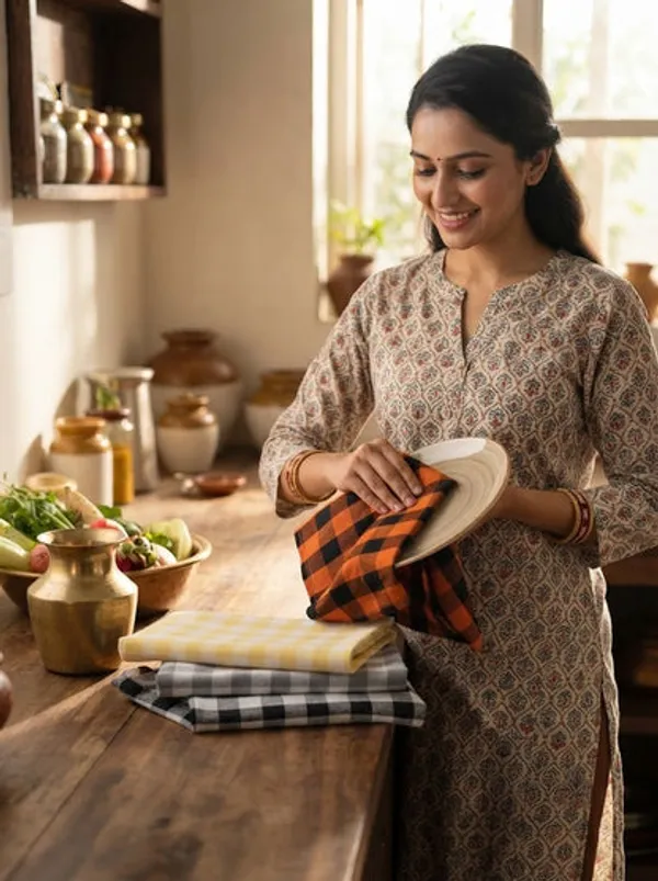 4_Piece_Checkered_Kitchen_Towel_Set_Soft_Absorbent_Cotton_Dish_Towels_For_Kitchen_Cleaning_Drying