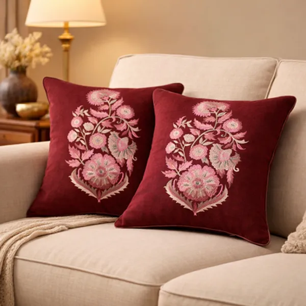 Embroidered_Burgundy_Color_Cushion_Cover_Set