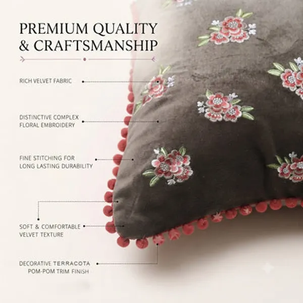 Zensha_Decor_18x18_Inch_Velvet_Floral_Embroidered_Cushion_Cover_Taupe_Grey