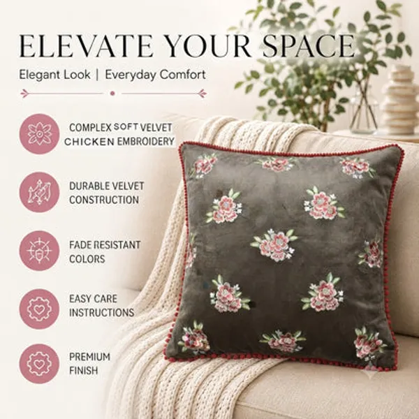 Zensha_Decor_18x18_Inch_Velvet_Floral_Embroidered_Cushion_Cover_Taupe_Grey