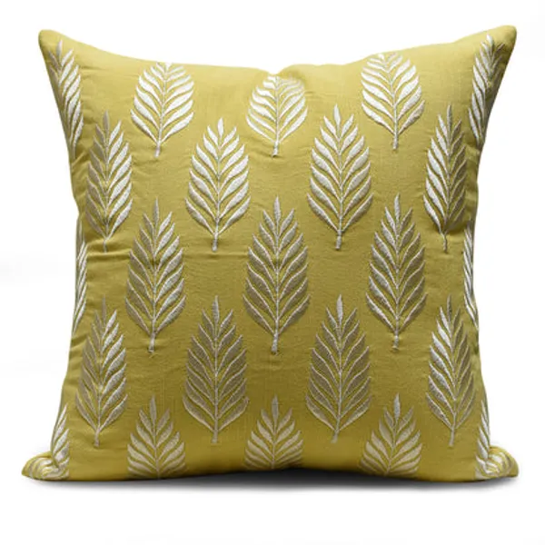 Cotton_Embroidered_Cushion_Cover_Leaf_Pattern_Decorative_Throw_Pillow_For_Sofa_Bed_Living_Room_16_X_16_Inch
