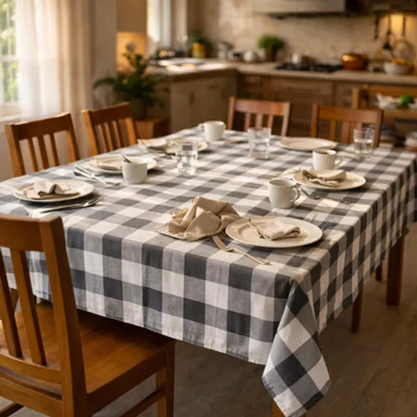 Zensha_Cotton_Rectangular_Checkered_Dining_Table_Cloth_For_4_6_Seater_140x180_Cm_Wrinkle_Resistant_Perfect_For_Daily_Use_Parties