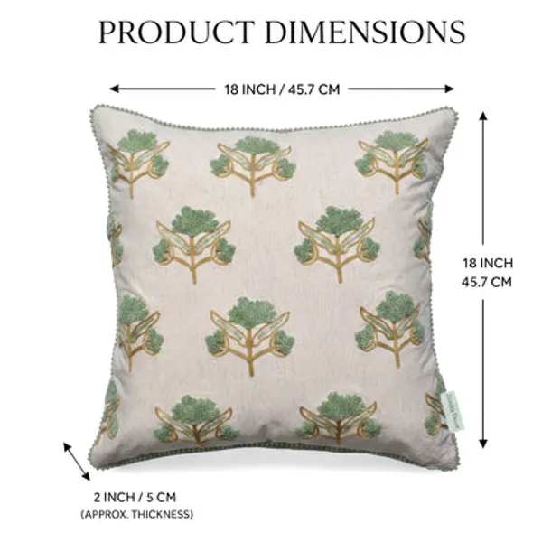 Zensha_Decor_18_X_18_Inch_Cotton_Linen_Cushion_Cover_Tufted_Floral_Crewel_Embroidery_Ivory_With_Sage_Green_Ochre_Pom_Pom_Trim