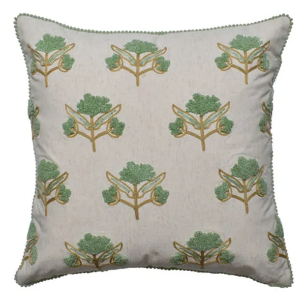 Zensha_Decor_18_X_18_Inch_Cotton_Linen_Cushion_Cover_Tufted_Floral_Crewel_Embroidery_Ivory_With_Sage_Green_Ochre_Pom_Pom_Trim