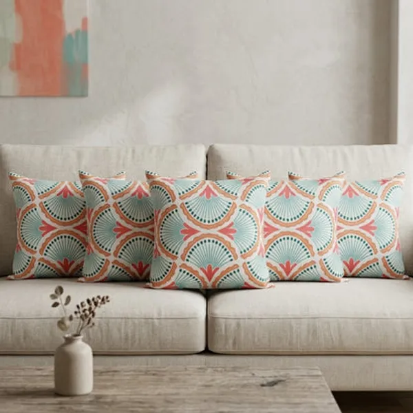 Coral_Teal_Fan_Pattern_Poly_Velvet_Cushion_Cover_Decorative_Throw_Pillow