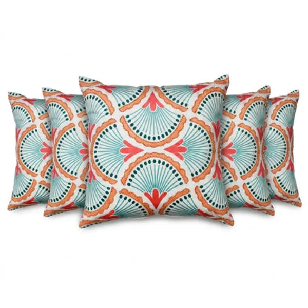 Coral_Teal_Fan_Pattern_Poly_Velvet_Cushion_Cover_Decorative_Throw_Pillow