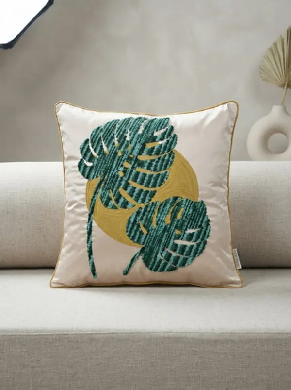 Green_Leaf_Embroidered_Poly_Dupion_Cushion_Cover_18x18_Inch_Decorative_Botanical_Cushion_Cover_For_Sofa_Bed