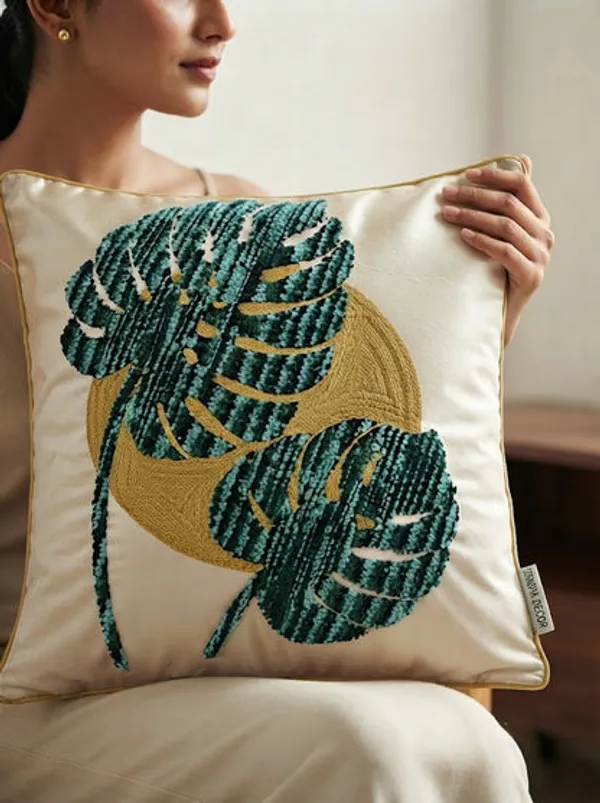 Green_Leaf_Embroidered_Poly_Dupion_Cushion_Cover_18x18_Inch_Decorative_Botanical_Cushion_Cover_For_Sofa_Bed