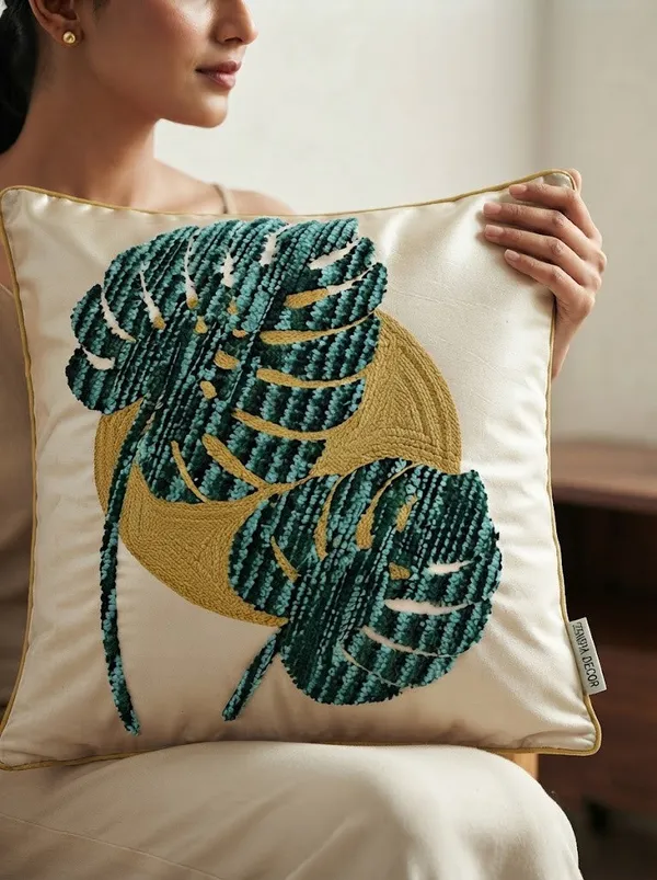 Green_Leaf_Embroidered_Poly_Dupion_Cushion_Cover_18x18_Inch_Decorative_Botanical_Cushion_Cover_For_Sofa_Bed