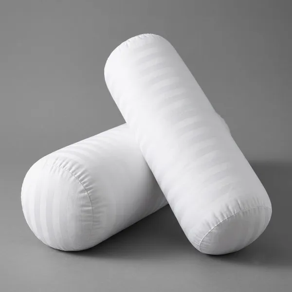 Set_Of_2_White_Striped_Bolster_Pillows_9x24_Inch_Microfiber_Filled_Cylindrical_Cushions_Bed_Support_Combo