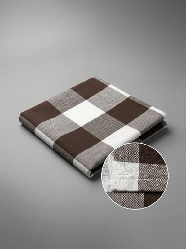 Premium_Cotton_Buffalo_Check_Kitchen_Apron_Brown_Off_White_Plaid_Adjustable_Neck_Strap_Front_Pocket