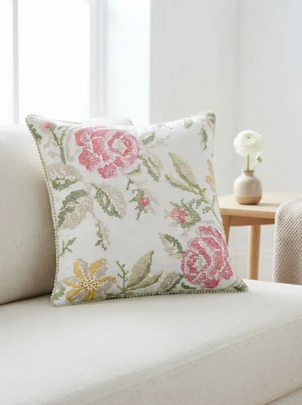Floral_Cross_Stitch_Embroidered_Throw_Pillow_Cover_18_X_18_Inch_Pack_Of_1