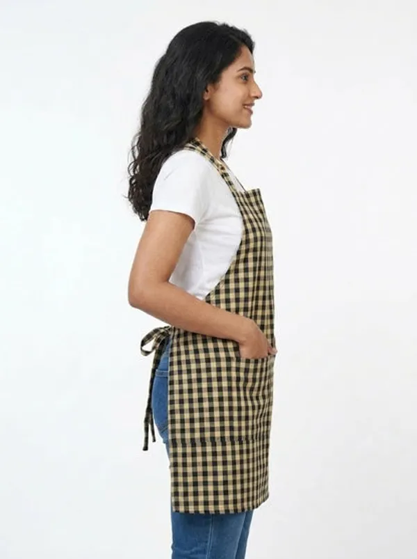 Cotton_Kitchen_Apron_For_Women_Men_Black_Cream_Checkered_Cooking_Apron_With_Front_Pocket_1_Pack