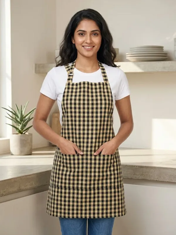 Cotton_Kitchen_Apron_For_Women_Men_Black_Cream_Checkered_Cooking_Apron_With_Front_Pocket_1_Pack