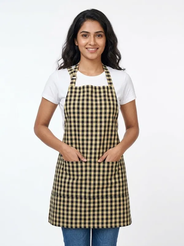 Cotton_Kitchen_Apron_For_Women_Men_Black_Cream_Checkered_Cooking_Apron_With_Front_Pocket_1_Pack
