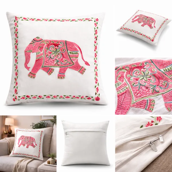 Pink_Embroidered_Elephant_Cushion_Cover_For_Sofa_Bed_Living_Room