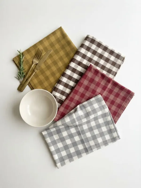 4_Piece_Checkered_Kitchen_Towel_Set_Soft_Absorbent_Cotton_Dish_Towels_For_Kitchen_Cleaning_Drying