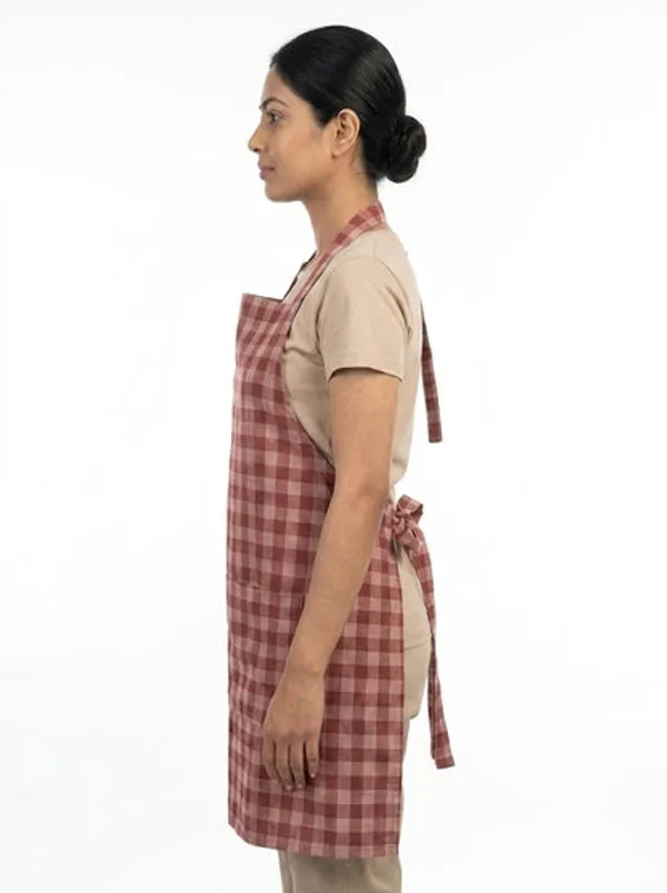 Premium_Checked_Cotton_Kitchen_Apron_With_Front_Pocket_Unisex_Cooking_Baking_Apron