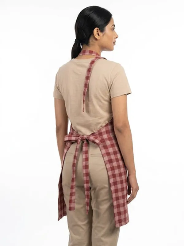 Premium_Checked_Cotton_Kitchen_Apron_With_Front_Pocket_Unisex_Cooking_Baking_Apron