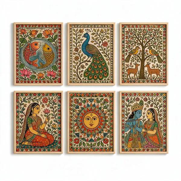 Traditional_Folk_Art_Six-Piece_Framed_Wall_Art_Set